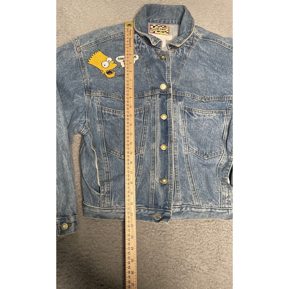 RARE Vintage 90s Stickshift‎ Bart Simpson The Simpsons Blue Denim Jacket Mens S - Picture 11 of 16